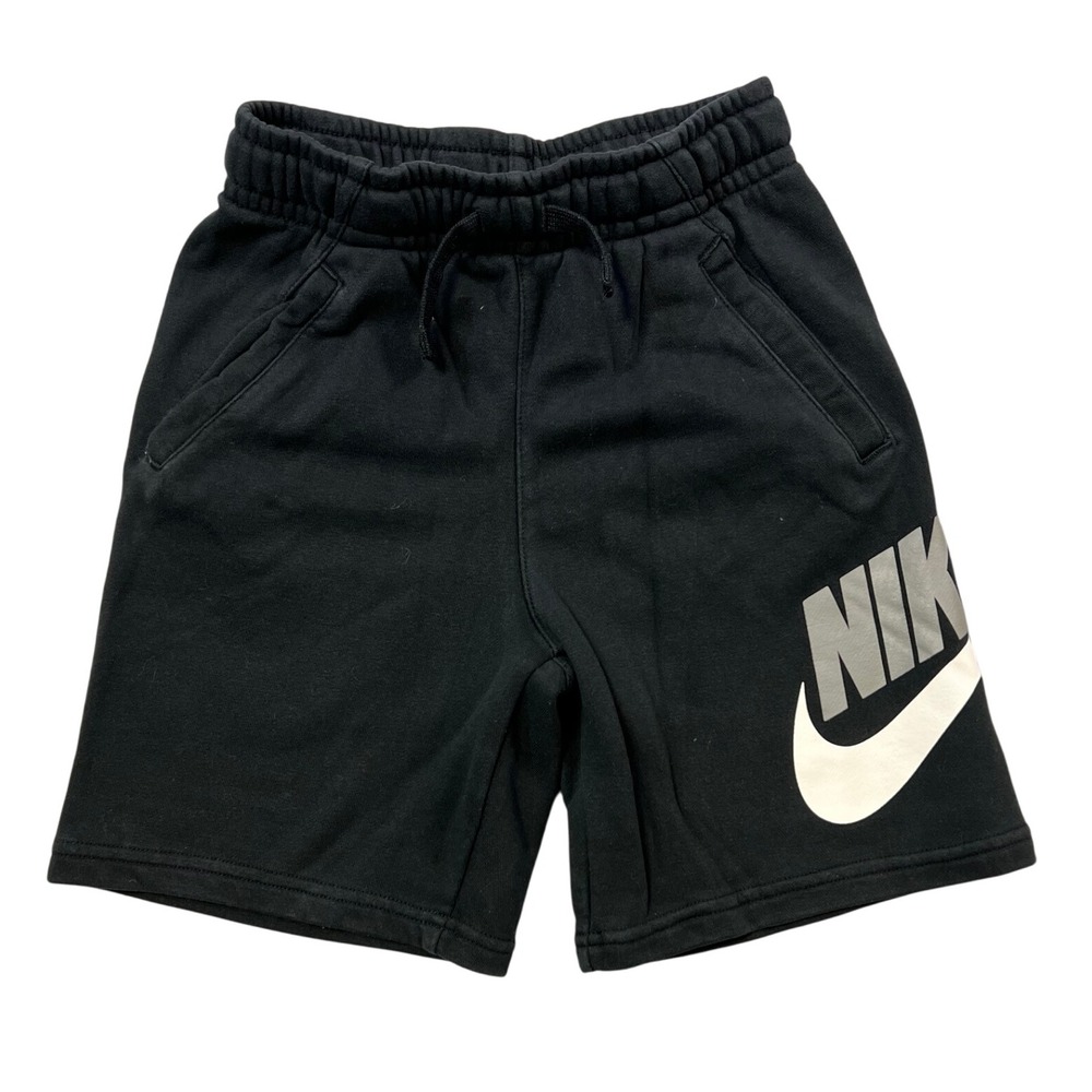 Nike Kids Black Standard‎ Fit Fleece Gym Shorts Logo Size M J7